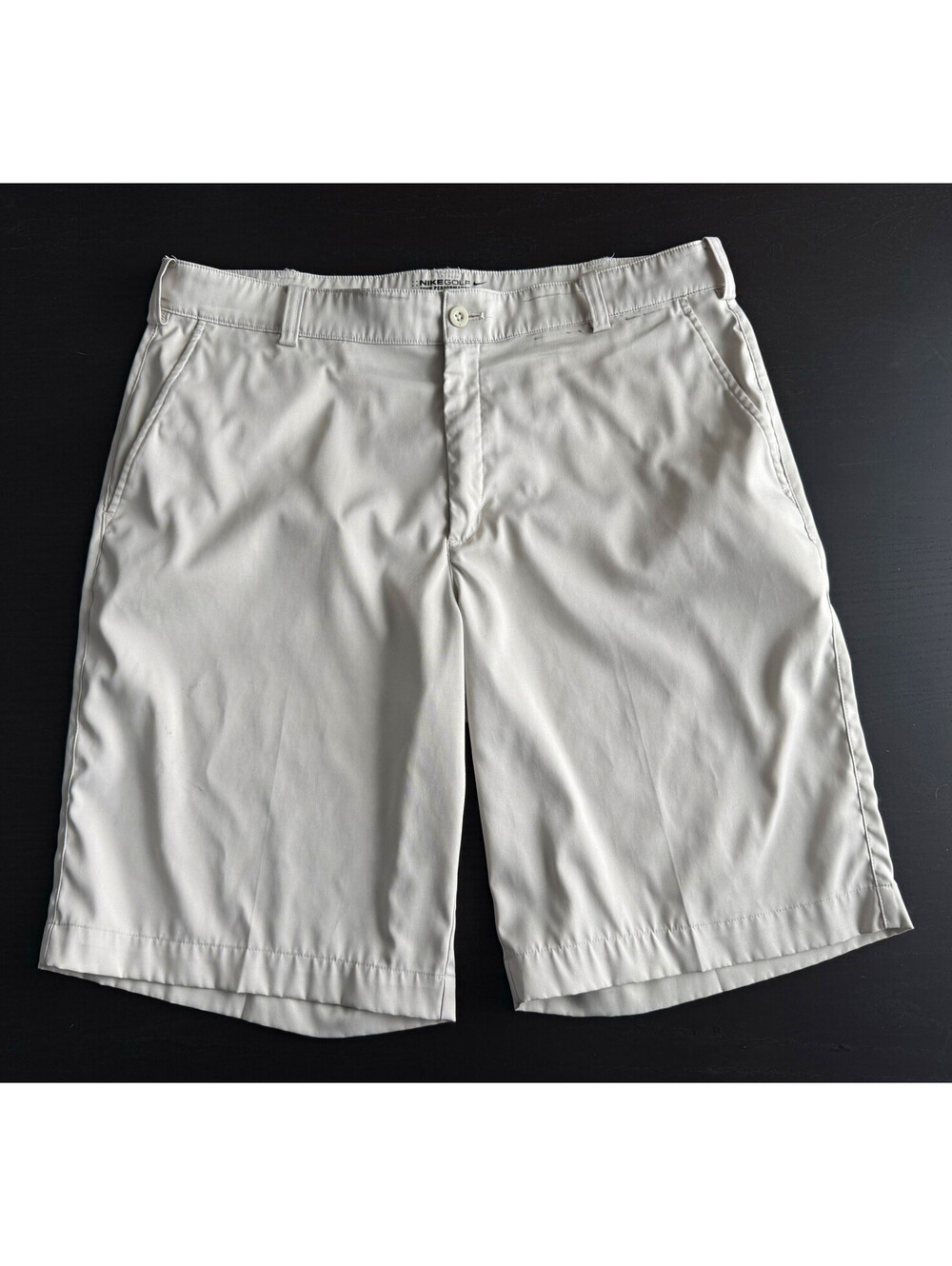 Nike Golf Tour Performance Dri-Fit 11” Shorts Mens 34 Beige Flat Front Stretch